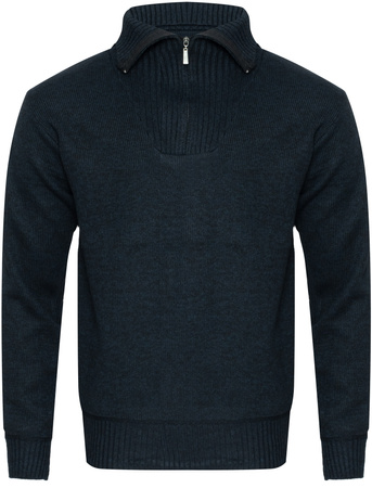 SWETER MĘSKI Z GOLFEM - S8619 GRANATOWY