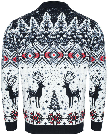 SWETER MĘSKI Z PÓŁGOLFEM- 2312 GRANATOWO-BIAŁY ŚWIĄTECZNY