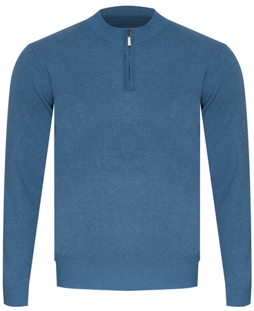 SWETER MĘSKI Z PÓŁGOLFEM - K6011 JASNONIEBIESKI