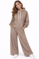 FASHION -  KOMPLET DRESOWY DAMSKI  - ID8871 JASNOBRĄZOWY