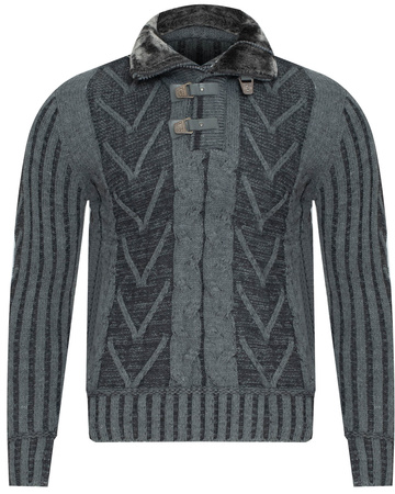 SWETER MĘSKI Z PÓŁGOLFEM - 590 CIEMNOSZARY