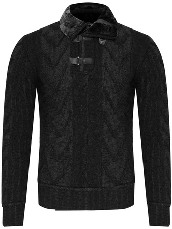 SWETER MĘSKIZ PÓŁGOLFEM - 590 CZARNO-SZARY