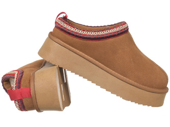SOLO SOPRANI COUTURE - BUTY DAMSKIE - SSW421P22/51 SABOT FUR HUGH PLATFORM CAMEL