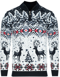 SWETER MĘSKI Z PÓŁGOLFEM - 2312 GRANATOWO-BIAŁY ŚWIĄTECZNY