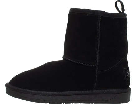 SKÓRZANE BOTKI DAMSKIE - SOLO SOPRANI COUTURE SCW421P08/53 TIR BLACK