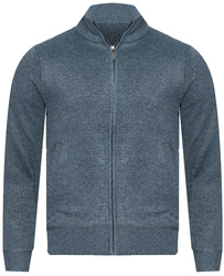 NEW WISE - SWETER MĘSKI Z PÓŁGOLFEM ROZPINANY - N539 GRANATOWY MELANŻ