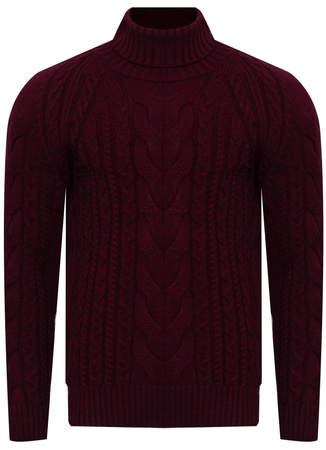 SWETER MĘSKI Z GOLFEM - 02328/BORDO