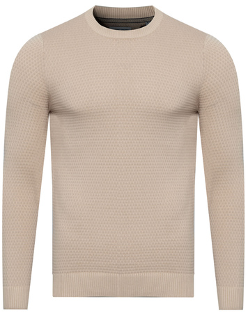JACK&JONES - SWETER MĘSKI - JJEATLAS KNIT CREW NECK NOOS 12212816/BEŻOWY