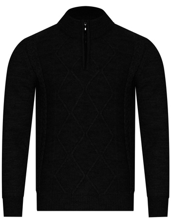 ANY MANY - SWETER MĘSKI Z POŁGOLFEM - 8157 BLACK