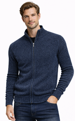 SWETER MĘSKI ROZPINANY - S8681 GRANATOWY