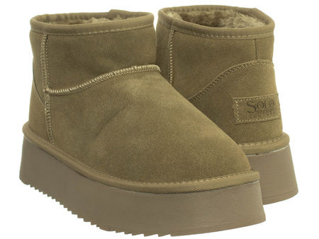 SKÓRZANE BOTKI DAMSKIE -SOLO SOPRANI COUTURE - SCW421P05/06 HUGH PLATFORM GREEN