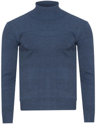 SWETER MĘSKI Z GOLFEM - S8526 GRANATOWY