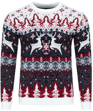 SWETER MĘSKI - 70213 BIAŁY ŚWIĄTECZNY