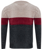 SWETER MĘSKI - S8663 BEŻ-BORDO-CIEMNOSZARY