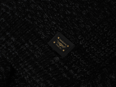 SWETER MĘSKI Z PÓŁGOLFEM - CJU 51251 152/CZARNY-SZARY