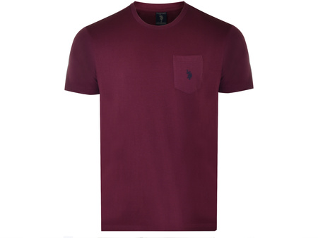 U.S. POLO ASSN. - T-SHIRT MĘSKI Z KIESZONKĄ CREW NECK - BORDOWY